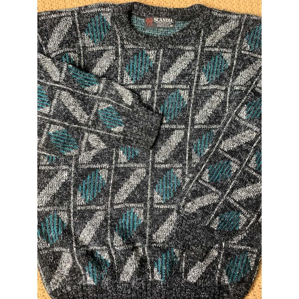 Mens M Scandia 90s Crew Neck Pullover Sweater‎ Window Payne  Grandpa USA Vintage - Picture 4 of 7